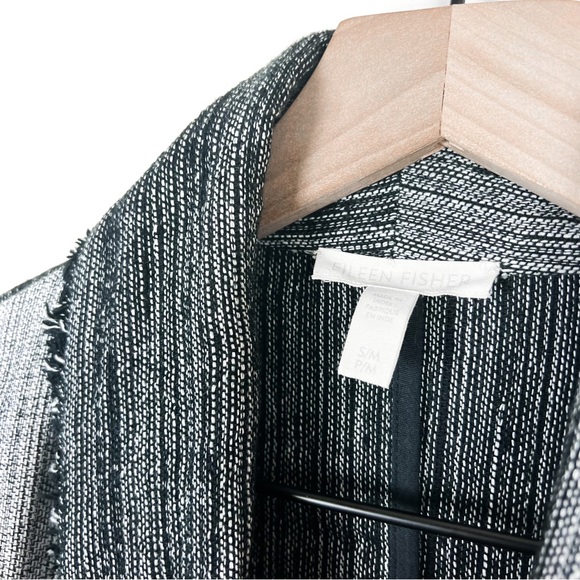 Eileen Fisher Hazy Blocks Shawl Collar Long Jacket - Picture 8 of 15